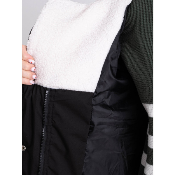 0920-1 чорна жіноча куртка на синтепоні (5 од., розміри батал: 50, 52, 54, 56, 58)