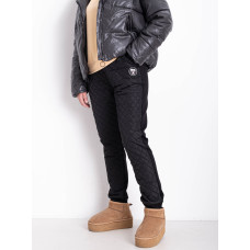 0030 чорні жіночі спортивні штани (плащівка трикотаж на флісі, 6 од. розміри норма: 25. 26. 27. 28. 29. 30)