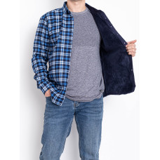 2314 блакитна чоловіча сорочка (коротке хутро, в клітку, 6од, розміри норма: M. L. XL. 2XL. 3XL. повторюються)