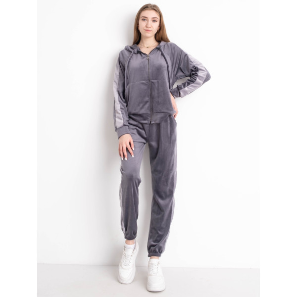 8797-6 серый женский велюровый спортивный костюм (4 ед. размеры норма: M. L. XL. 2XL)