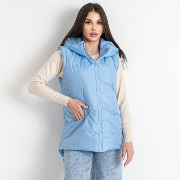 0084-41 блакитна жіноча жилетка (5'TH AVENUE, синтепон, 3 од. розміри норма: 42. 44. 46)