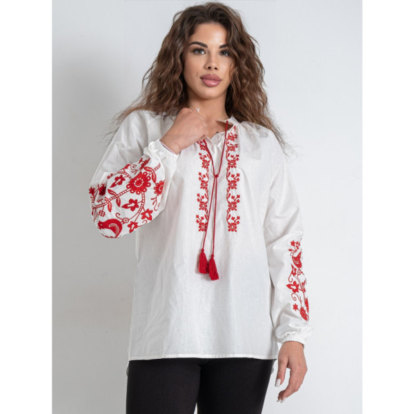 7410-10 # белая женская вышиванка (хлопок 100%, 5 ед. размеры норма: S. M. L. XL. 2XL) выдача на следующий день