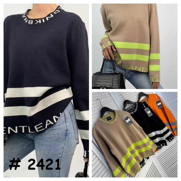 2421* мікс кольорів жіночий светр (6 од., розміри норма-напівбатал: M-XL універсальний) видача наступного дня