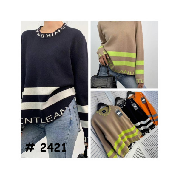 2421* мікс кольорів жіночий светр (6 од., розміри норма-напівбатал: M-XL універсальний) видача наступного дня