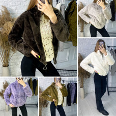 0220-99 # мікс кольорів жіноча шубка без капюшона (еко-хутро, 5 од., розміри на бірках 4XL, відповідають нормі-півбаталу: M-L) видача наступного дня