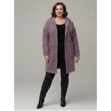 0559-25 світло-фіолетовий жіночий кардиган (вовна альпаки, з капюшоном, 1 од. універсальний розмір батал: 56-60)