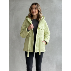 0519-78 салатова жіноча куртка (синтепон, з капюшоном, затяжки на поясі, 5 од., розміри норма: M. L.XL. 2XL. 3XL)