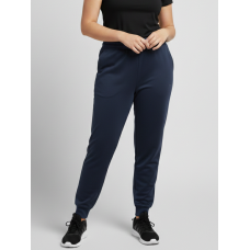 7680-21 сині жіночі спортивні штани (двохнитка, прихована кишеня на змійці, манжет рибана, логотип вишивка, 5од, розміри напівбатал: 46, 48, 50,52, 54)