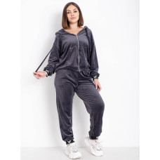 7797-6 сірий жіночий спортивний костюм (велюр, на манжеті, 4 од. розміри батал: 54, 56, 58, 60)