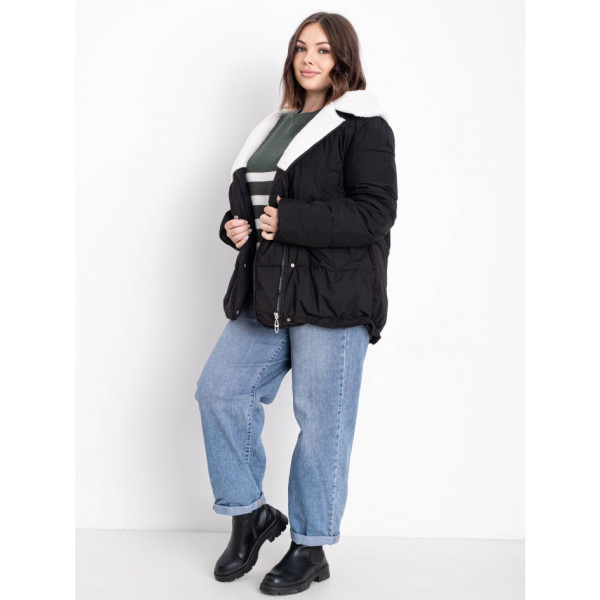 0920-1 чорна жіноча куртка на синтепоні (5 од., розміри батал: 50, 52, 54, 56, 58)
