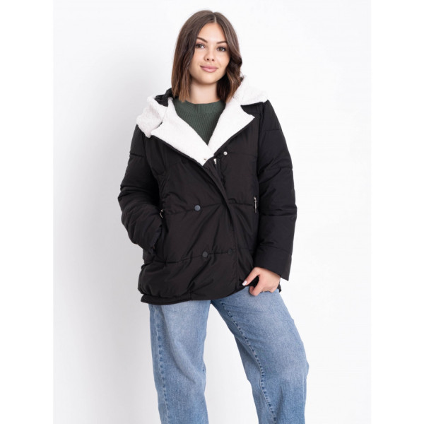 0920-1 чорна жіноча куртка на синтепоні (5 од., розміри батал: 50, 52, 54, 56, 58)