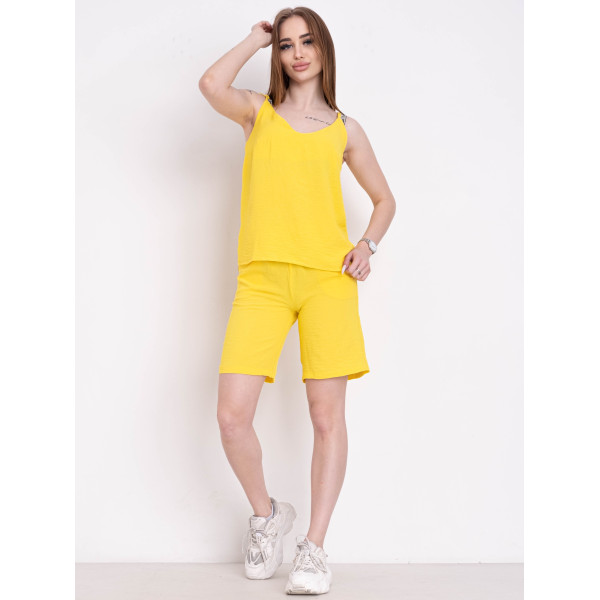 1553-80 жовтий жіночий костюм (креп-жатка, 3 од. розміри норма: S. M. L)