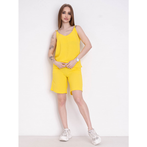 1553-80 жовтий жіночий костюм (креп-жатка, 3 од. розміри норма: S. M. L)