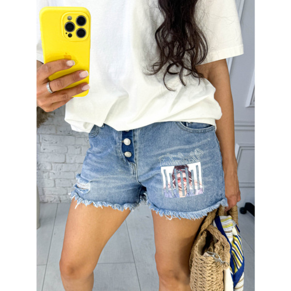 2025 блакитні жіночі джинсові шорти (AMOR, бавовна, 6 од. розміри норма: 25. 26. 27. 28. 29. 30)