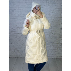 5609-100 * молочна жіноча куртка (синтипон, подовжена, з ремінцем, 4од, розміри норма: S. M. L. XL) видача наступного дня