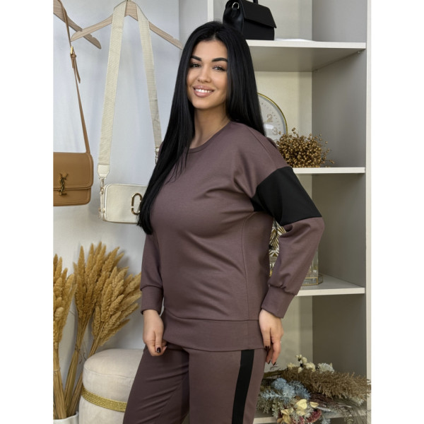 19400-95 темно-фрезовий жіночий спортивний костюм (SARA, трикотаж, 2 од. розміри напівбатал: 46/48, 50/52)