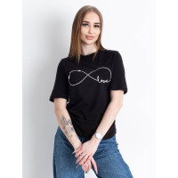 1826-1 чорна жіноча футболка (YOLA, повномірна, принт, 5 од. розміри норма: S. M. L. XL. 2XL)
