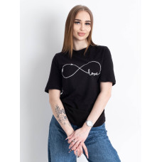 1826-1 чорна жіноча футболка (YOLA, повномірна, принт, 5 од. розміри норма: S. M. L. XL. 2XL)
