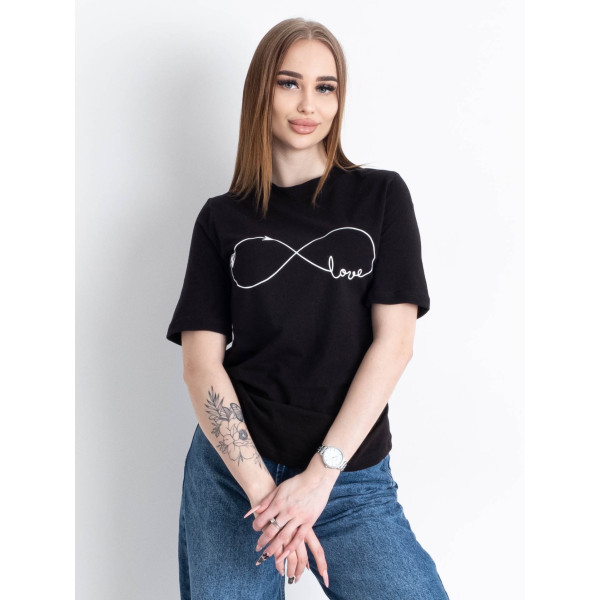 1826-1 чорна жіноча футболка (YOLA, повномірна, принт, 5 од. розміри норма: S. M. L. XL. 2XL)