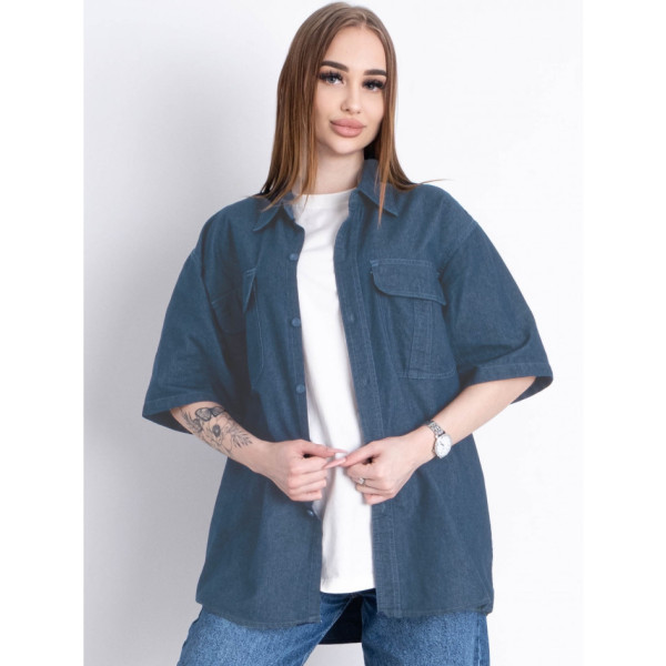 0016-20 синяя женская джинсовая куртка (AOLONG, 40% коттон, 60% полиэстер, 5 ед. размеры норма: XL. 2XL. 3XL. 4XL. 5XL)