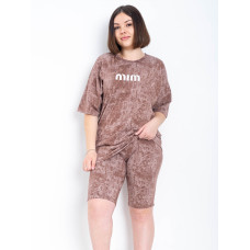 0242-3 мокко жіночий костюм двійка (футболка + велосипедки) (5'TH AVENUE, турецька бавовна, 3 од. розміри батал: 54. 56. 58)