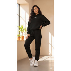 2003-1 чорний жіночий спортивний костюм (YOLA, фліс, 4 од. розміри норма: S. M. L. XL)