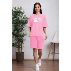1591-27 рожевий спортивний костюм жіночий (футболка + шорти) (5'TH AVENUE, 3 од. розміри норма: 42. 44. 46)