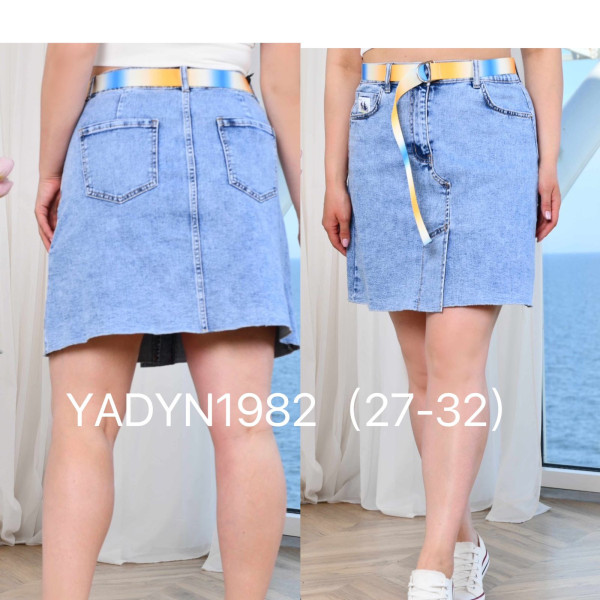 1982* блакитна жіноча джинсова спідниця (LADY N, 6 од. розміри напівбатал: 27. 28. 29. 30. 31. 32) видача наступного дня