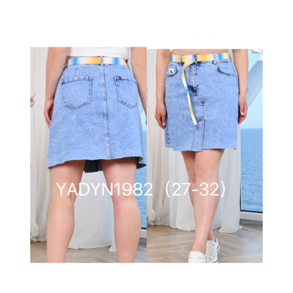 1982* блакитна жіноча джинсова спідниця (LADY N, 6 од. розміри напівбатал: 27. 28. 29. 30. 31. 32) видача наступного дня