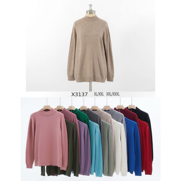 3137-99 * микс цветов женский свитер (Kiss me.5 ед, размеры батал: XL/2XL. 2XL/3XL) выдача на следующий день