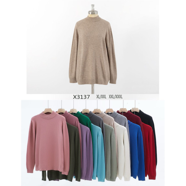 3137-99 * микс цветов женский свитер (Kiss me.5 ед, размеры батал: XL/2XL. 2XL/3XL) выдача на следующий день