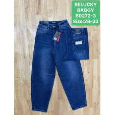 0272-3 # сині жіночі джинси баггі (RELUCKY, стрейчові, 6 од. розміри напівбатал: 28-33) видача наступного дня