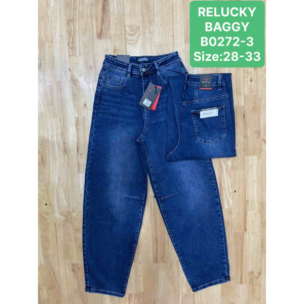 0272-3 # синие женские джинсы багги (RELUCKY, стрейчевые, 6 ед. размеры полубатал: 28-33) выдача на следующий день