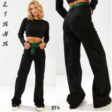 0276 # чорні жіночі джинси палаццо (стрейч-коттон, 6 од. розміри норма: 25. 26. 27. 28. 29. 30) видача наступного дня