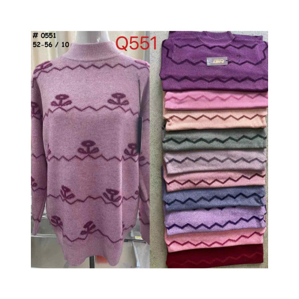 0551 * мікс кольорів жіночий светр (альпаки, 10 од., розміри батал: 52-56) видача наступного дня