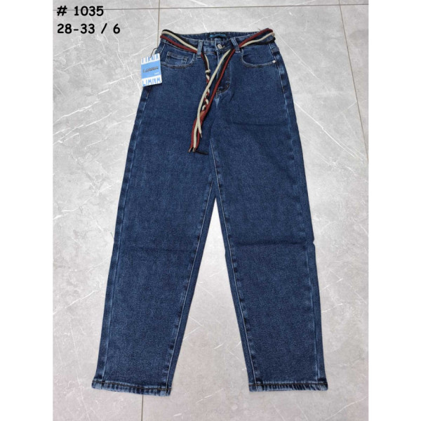 1035 # сині жіночі джинси мом на байці (6 од., розміри напівбатал: 28-33) видача наступного дня