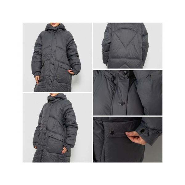 12016* чорна жіноча куртка єврозима (5 од., розміри батал: XL-2XL-3XL-4XL-5XL) видача наступного дня