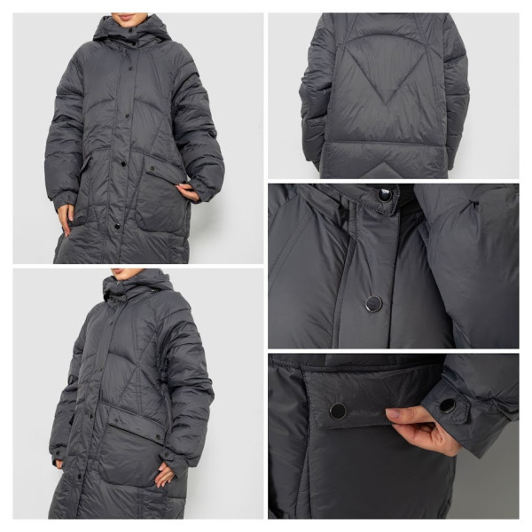 12016* чорна жіноча куртка єврозима (5 од., розміри батал: XL-2XL-3XL-4XL-5XL) видача наступного дня