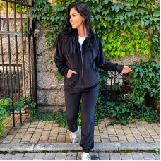 0523-1 чорний жіночий спортивний костюм (5'TH AVENUE, велюровий, 3 од. розміри напівбатал: 48.50.52)