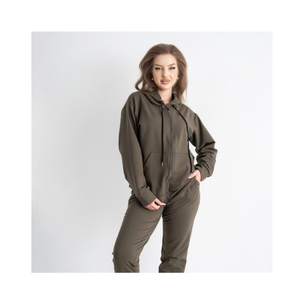 0538-76 ХАКИ 5`th Avenue ПОЛУБАТАЛЬНЫЙ спортивный костюм женский из турецкой двунитки (3 ед.размеры : 48.50.52) демисезон