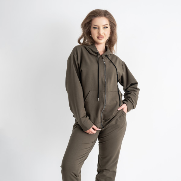0538-76 ХАКИ 5`th Avenue ПОЛУБАТАЛЬНЫЙ спортивный костюм женский из турецкой двунитки (3 ед.размеры : 48.50.52) демисезон