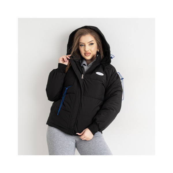 0825-13 чорна жіноча куртка з капюшоном (3 од. розміри норма: S. L. L)