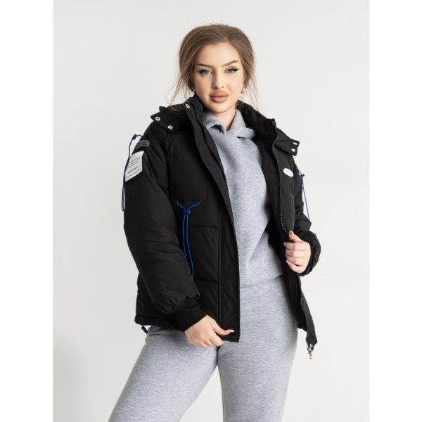 0825-13 чорна жіноча куртка з капюшоном (3 од. розміри норма: S. L. L)