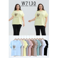 7130# микс цветов женская футболка Kiss Me (10 ед, размеры батал: 2XL-4XL) выдача на следующий день
