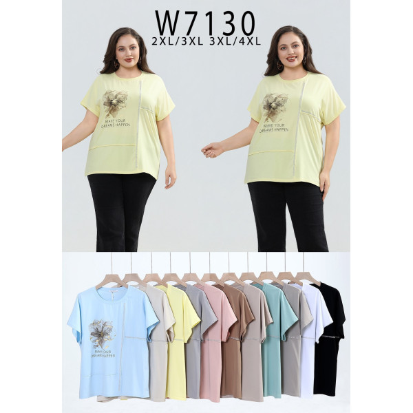 7130# мікс квітів жіноча футболка Kiss Me (10 од., розміри батал: 2XL-4XL) видача наступного дня