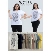 7156# микс цветов женская футболка Kiss Me (10 ед, размеры батал: XL-3XL) выдача на следующий день