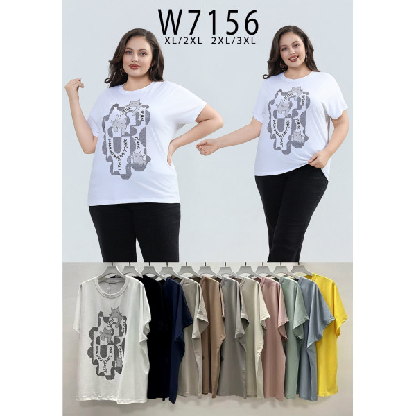 7156# микс цветов женская футболка Kiss Me (10 ед, размеры батал: XL-3XL) выдача на следующий день
