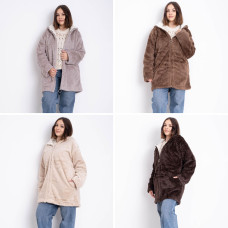 0222-99 # мікс кольорів жіноча шубка (еко-хутро, з капюшоном, 5 од., розміри напівбатал: 4XL) видача наступного дня
