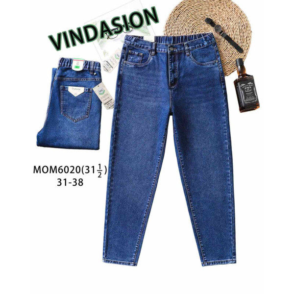 6020 # синие женские джинсы мом (VINDASION, 6 ед. размеры батал: 31-38) выдача на следующий день