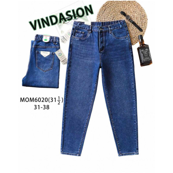 6020 # синие женские джинсы мом (VINDASION, 6 ед. размеры батал: 31-38) выдача на следующий день